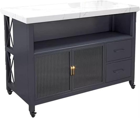 Kitchen Mobile Island Counter Kitchen Open Sideboard Dining Table Movable Island Storage and Cooking Table Kitchen Control Panel