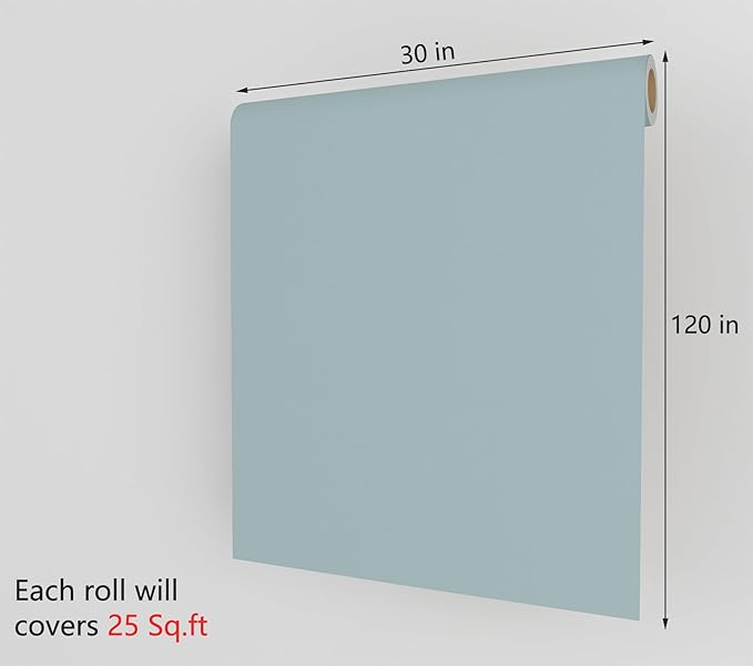 Decotalk 30"x120" Haze Blue Wallpaper Stick and Peel Blue Contact Paper Solid Color Contact Paper Peel and Stick Solid Color Vinyl Renter Friendly Wallpaper for Bedroom HazeBlue Vinyl Removable