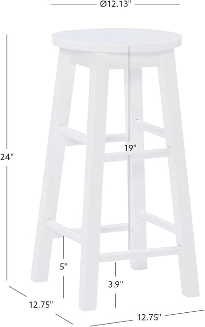 Linon Zeke White 24" Counter Stool with Round Seat