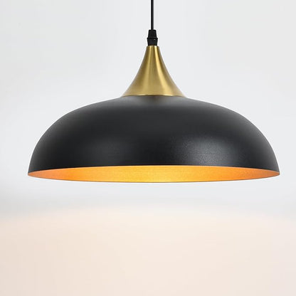 13.8" Large Pendant Light Fixtures, Dome Black and Gold Pendant Lights,Adjustable Pendant Lamps for Dining Room,Kitchen Island