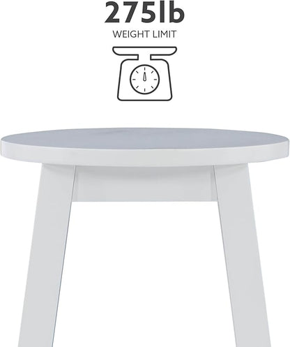 Linon Zeke White 24" Counter Stool with Round Seat