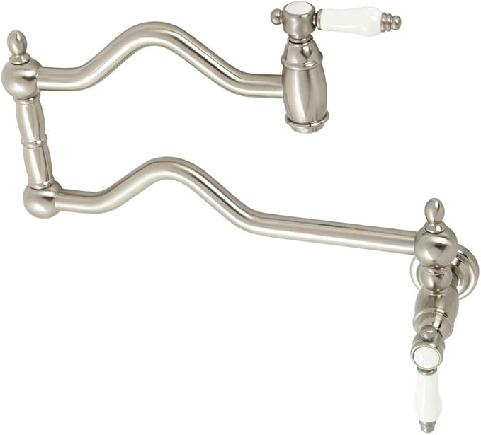 Kingston Brass KS2108BPL Bel Air Wall Mount Pot Filler, Brushed Nickel