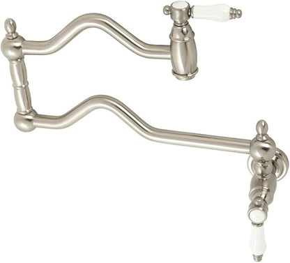 Kingston Brass KS2108BPL Bel Air Wall Mount Pot Filler, Brushed Nickel