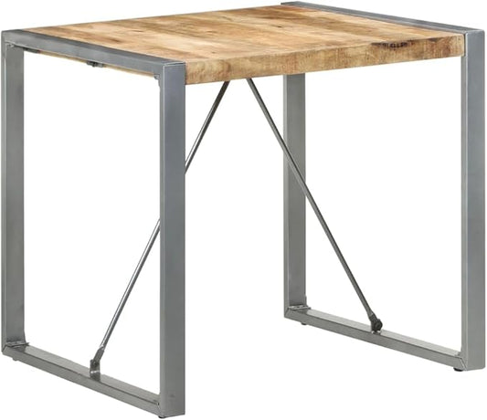 Industrial Style Dining Table 31.5"x31.5"x29.5" Rough Mango Wood with Steel Legs Small Kitchen Table for Dining Room Modern Furniture