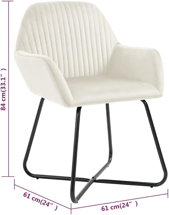 Cream Velvet Dining Chairs Set of 2 Modern Ergonomic Comfortable for Home Kitchen Dining Room Living Room