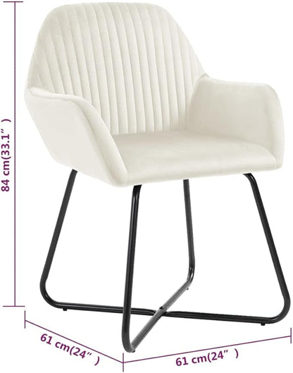 Cream Velvet Dining Chairs Set of 2 Modern Ergonomic Comfortable for Home Kitchen Dining Room Living Room
