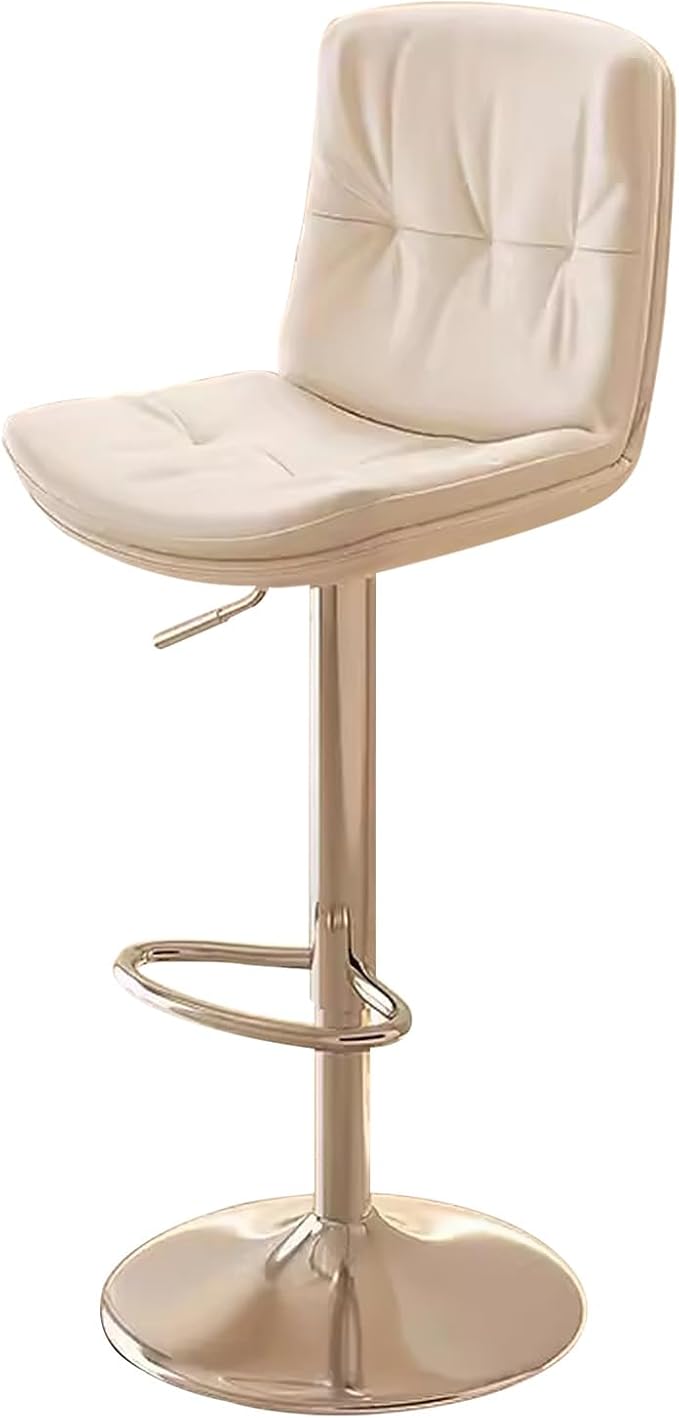 Counter Height s with Back, Faux Leather Adjustable Chairs for Kitchen Island,Beige-Silver Leg