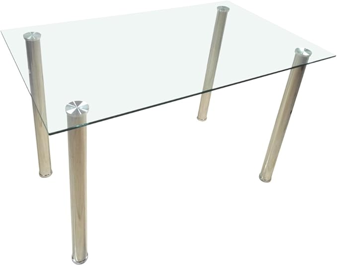 FCH Tempered Glass Dining Table for 4, Small Rectangular Kitchen Table, Modern Furniture,for Apartment & Small Places & Home & Dining Kitchen, 43", Sturdy Clear Glass