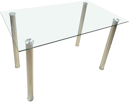 FCH Tempered Glass Dining Table for 4, Small Rectangular Kitchen Table, Modern Furniture,for Apartment & Small Places & Home & Dining Kitchen, 43", Sturdy Clear Glass