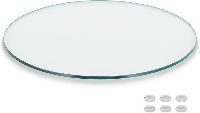 The Better Bevel 20 inch Round Glass Table Top - Clear Tempered Glass Surface Protector - Safe Flat Polished Edge - Coffee, Dining and End Table
