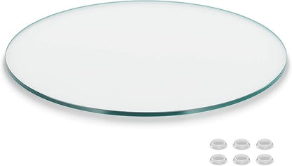 The Better Bevel 12 inch Round Glass Table Top - Clear Tempered Glass Surface Protector - Safe Flat Polished Edge - Coffee, Dining and End Table