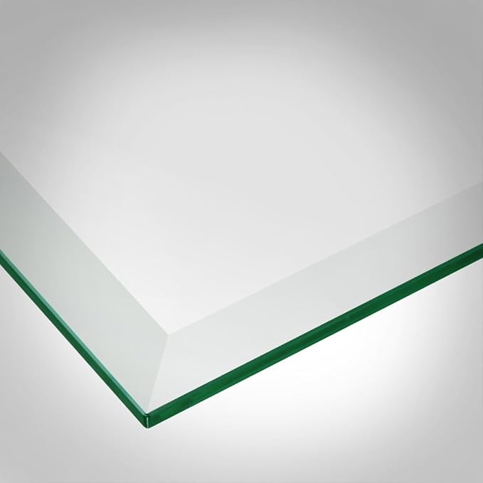 Dulles Glass 36X60 inch Rectangular Glass Table Top - Tempered - 1/4" Thick Glass Surface, Safe Beveled Edge, Eased Corners, Multipurpose for Dining Table, Patio, Coffee and End Table