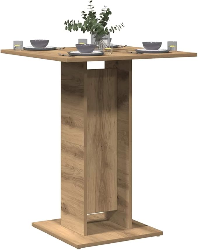 23.6" Bistro Table Square Brown Oak Engineered Wood Dining Table Moisture-Resistant Easy Assembly for Dining, Kitchen, Office