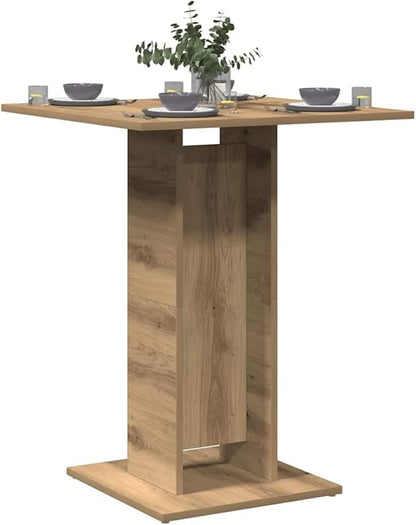 23.6" Bistro Table Square Brown Oak Engineered Wood Dining Table Moisture-Resistant Easy Assembly for Dining, Kitchen, Office