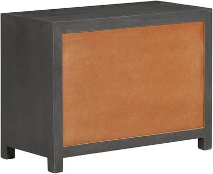 Modern Grey and White Sideboard, Solid Mango Wood, 29.5" Rectangular Buffet Cabinet with Soft-Close Drawers, Ample Storage for Dining Room, Living Room Furniture Kitchen Furnitur