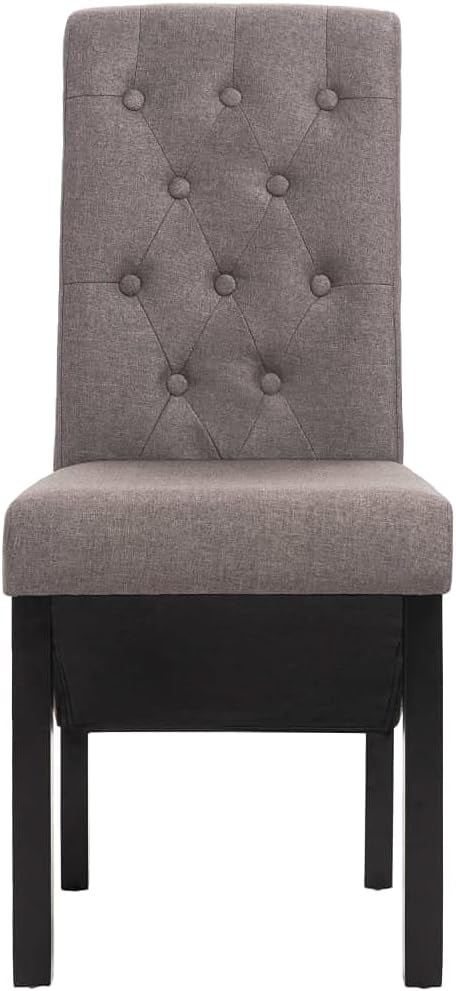 Set of 2 Taupe Fabric Dining Chairs with Solid Rubber Wood Frame Ergonomic Support Comfortable Seating for Dining Room Kitchen and Home Decor