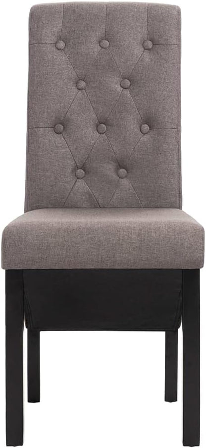 Set of 2 Taupe Fabric Dining Chairs with Solid Rubber Wood Frame Ergonomic Support Comfortable Seating for Dining Room Kitchen and Home Decor