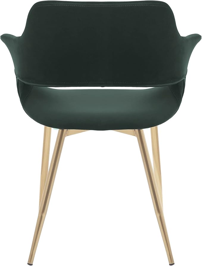 Armen Living Gigi Green Velvet Dining Room Chair with Gold Metal Legs - Set of 2
