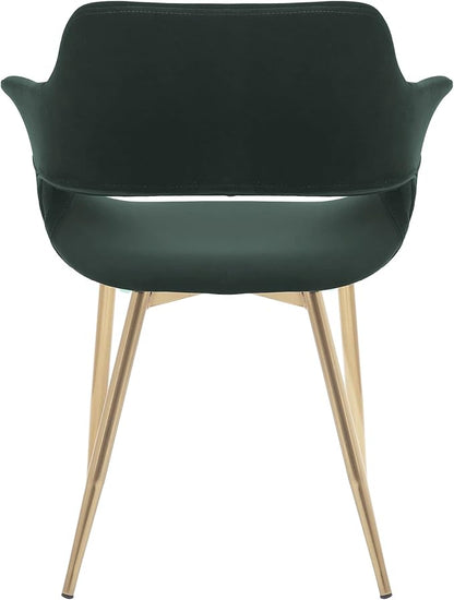 Armen Living Gigi Green Velvet Dining Room Chair with Gold Metal Legs - Set of 2
