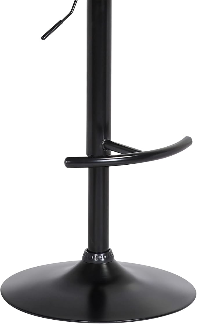 Armen Living Calista Adjustable Height Mid Century Modern Swivel Bar Stool for Kitchen Island Counter in Gray Faux Leather with Black Metal
