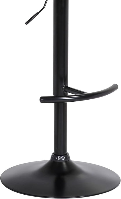 Armen Living Calista Adjustable Height Mid Century Modern Swivel Bar Stool for Kitchen Island Counter in Gray Faux Leather with Black Metal