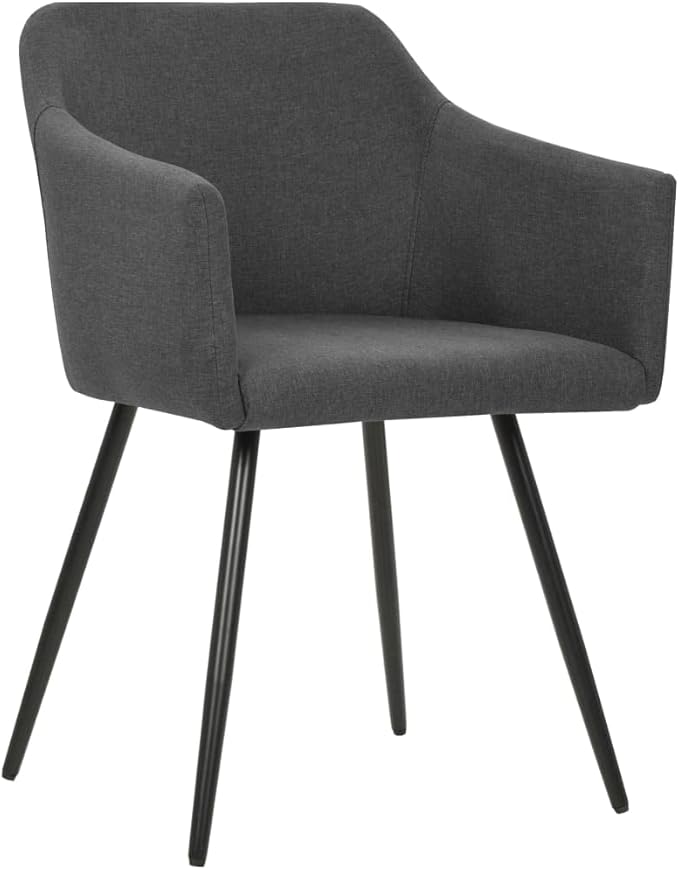 Set of 2 Modern Dining Chairs Dark Grey Upholstered 100% Polyester, 24.4x21.3x31.5 in Metal Frame Kitchen Accent Chairs for Dining Room Living Room Bedroom