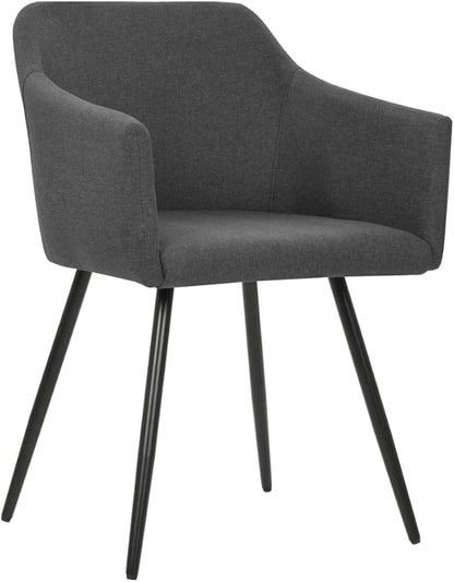 4pc Dark Gray Fabric Dining Chairs with Armrests Modern Farmhouse Kitchen Chairs Set for Dining Room Restaurant Bistro Furniture