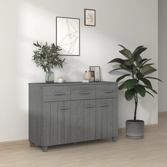 Dark Grey Solid Pine Wood Sideboard, 44.5" Dining Room Buffet Cabinet with Drawers, Matte Finish, Living Room Storage Furniture Kitchen Furniture