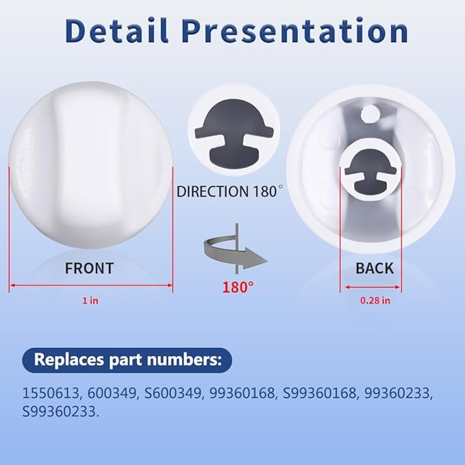 Upgraded S600349 Range Hood Knob, S99360233 Vent Hood Fan Control Knob Replacement Part fit for Broan Nutone, White (4 Pack)
