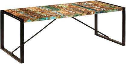 Solid Reclaimed Wood Dining Table 86.6x39.4x29.5 Inches Antique-Style Handmade Farmhouse Table with Iron Legs for Kitchen Dining Room Furniture