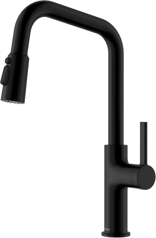 Karran Stalbridge Pull-Down Kitchen Faucet, Single Handle High Arc Design – 3-Function Blade Spray, Spot-Free Finish Options (Matte Black)