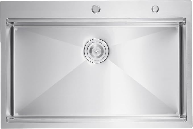 VEVOR Drop In Kitchen Sink 33 Inch Kitchen Sink Workstation, 304 Stainless Steel Top Mount Sinks, Drop-In Single Bowl with Ledge & Multiple Accessories Sink for RV, Prep Kitchen, Bar 33 x 22 x 9inch