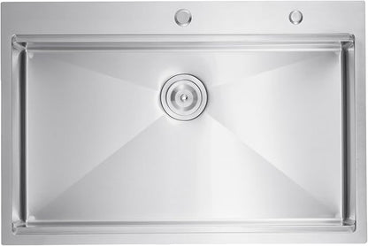 VEVOR Drop In Kitchen Sink 33 Inch Kitchen Sink Workstation, 304 Stainless Steel Top Mount Sinks, Drop-In Single Bowl with Ledge & Multiple Accessories Sink for RV, Prep Kitchen, Bar 33 x 22 x 9inch