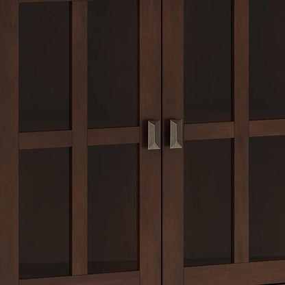 SIMPLIHOME Artisan SOLID WOOD 66 Inch Wide Contemporary Wide 4 Door Storage Cabinet in Russet Brown, For the Living Room, Entryway and Family Room
