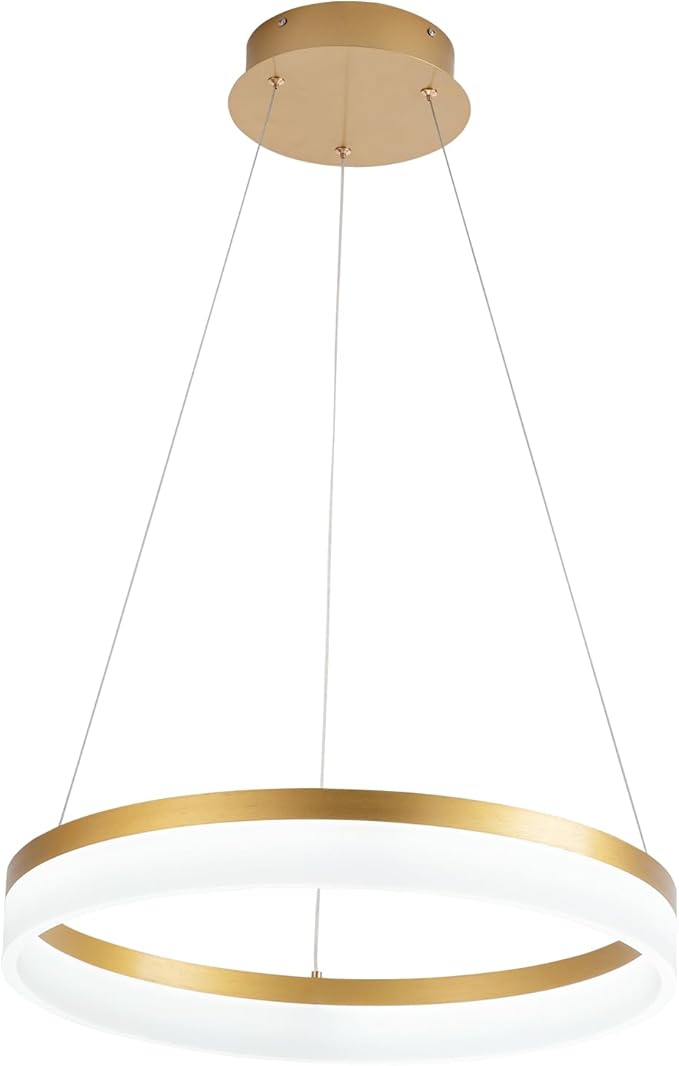 Buccleuch Modern LED Chandelier - Dimmable 19.7" Gold Round Pendant Light, Height Adjustable UL-Certified Ceiling Light for Dining Room, Kitchen Island, Living Room, Bedroom, Foyer, 6500K