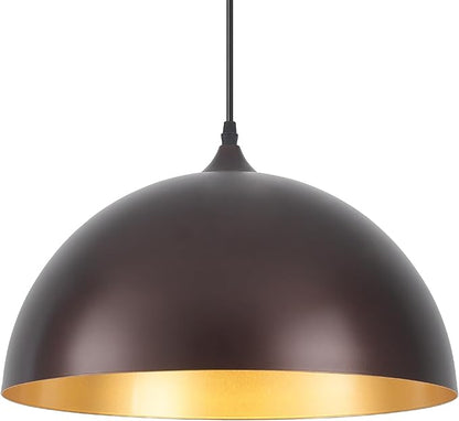 16 Inch Industrial Pendant Light, Large Dome Pendant Lights for Kitchen Island, Farmhouse Hanging Light or Dining Room Cafe Bar, Oil Rubbed Bronze Finish