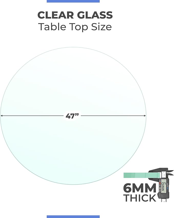 Round Clear Tempered Glass Table Top 47 Inch with 1/4 Inch Thick Flat Polished Edge Ideal for Tables Desks Workspaces and Outdoor Furniture by Fab Glass and Mirror