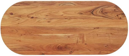 Oval Acacia Wood Table Top 39.4"x15.7" Solid Wood Dining Countertop, Heat Resistant Butcher Block Desk Surface, Natural Finish for Kitchen, Office or Small Restaurant