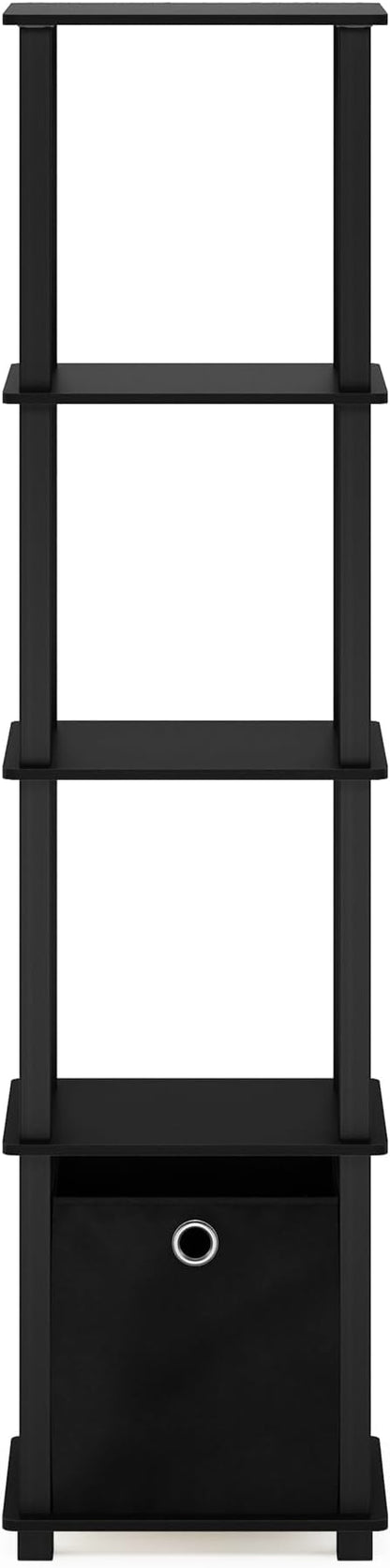 FURINNO Decorative Shelf With Bin, Black