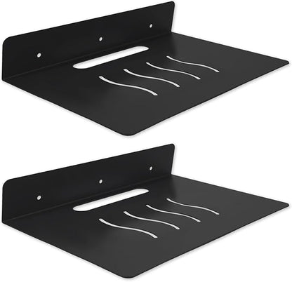 Steel Floating Shelves for Wall,Small Wall Shelf，Suitable for Bedroom, Living Room, Bathroom, Kitchen, Office (Black, 2Pack 11.81x8.46 in)