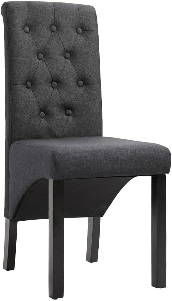 Set of 6 Dark Gray Dining Chairs, 16.5"x22"x37.4" Rubberwood Frame, Ergonomic Modern Accent Seat for Dining Room, Kitchen, Living Room, Small Space