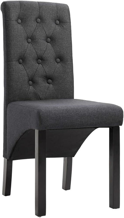 Set of 6 Dark Gray Dining Chairs, 16.5"x22"x37.4" Rubberwood Frame, Ergonomic Modern Accent Seat for Dining Room, Kitchen, Living Room, Small Space
