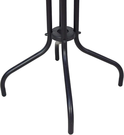 BTEXPERT Set of 2, Indoor Outdoor 28" Square Tempered Glass Metal Restaurant Table Brown Rattan Trim