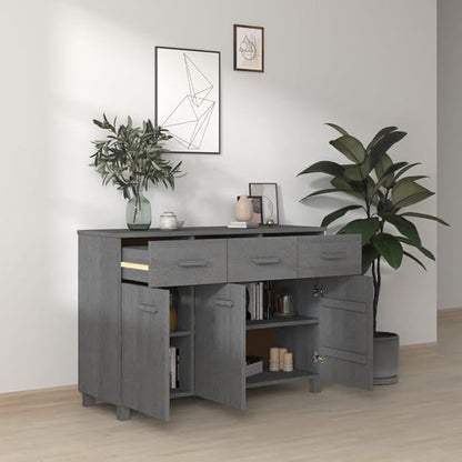 Dark Grey Solid Pine Wood Sideboard, 44.5" Dining Room Buffet Cabinet with Drawers, Matte Finish, Living Room Storage Furniture Kitchen Furniture