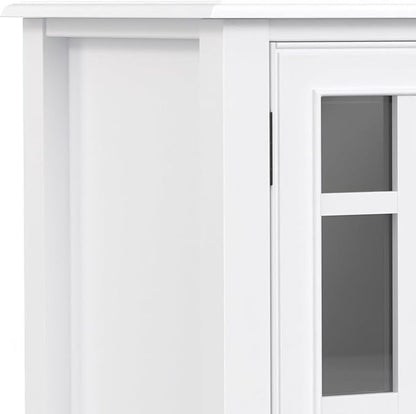 SIMPLIHOME Connaught Storage Cabinet - 60 inch Wide Solid Wood Buffet in White, Traditional Sideboard for Dining Room, Entryway, or Living Room with Glass Doors, Adjustable Shelves, and Notched Legs