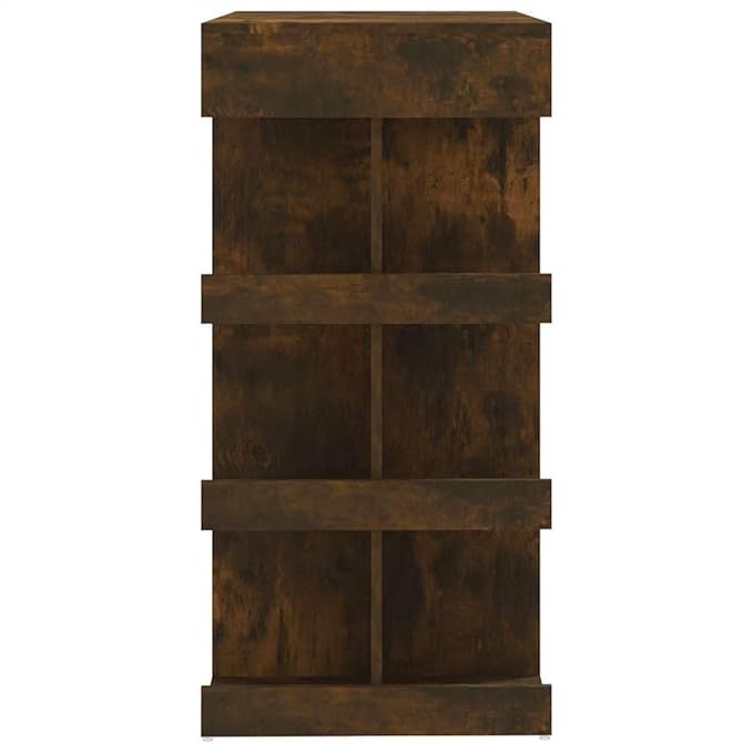 Smoked Oak Bar Table with Storage Rack, 40 Inch Height Dining Table for Kitchen, Living Room, and Breakfast Nook