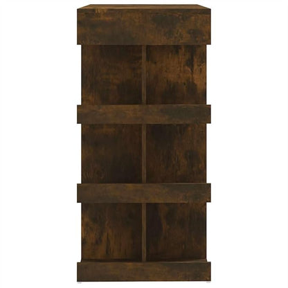 Smoked Oak Bar Table with Storage Rack, 40 Inch Height Dining Table for Kitchen, Living Room, and Breakfast Nook