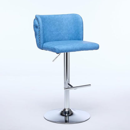 Furniture,Swivel Adjusatble Seat Height with Chrome Base, Modern PU Upholstered Bar Stools with The Whole Back Tufted, for Home Pub and Kitchen Island,Blue, Set of 2