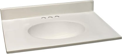 Design House Vanity Top with Sink, 4 in Backsplash, Cultured Marble, Centerset, Ivory, 31 in W x 19 in D x 10.45 in H, 586289