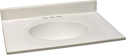 Design House Vanity Top with Sink, 4 in Backsplash, Cultured Marble, Centerset, Ivory, 31 in W x 19 in D x 10.45 in H, 586289